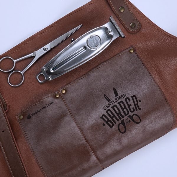 Tablier de coiffeur personnalisé en cuir
