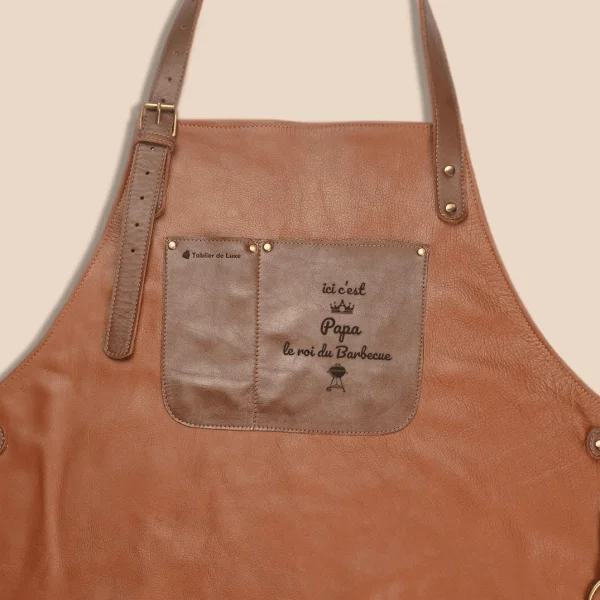 Tablier roi du barbecue personnalisé 100% cuir !