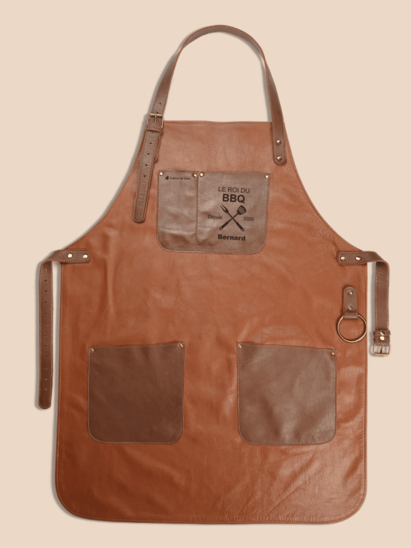 Tablier roi du barbecue personnalisé 100% cuir !