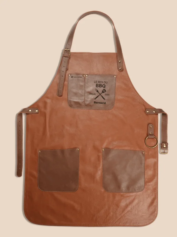Tablier roi du barbecue personnalisé 100% cuir !